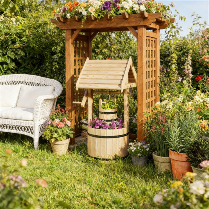 Buy farmhouse furniture Wooden Farmhouse Water Well Outdoor Decor - Modern Cottage Farmhouse Furniture