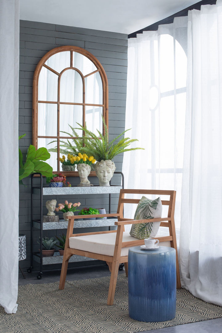 Buy farmhouse furniture Elegant Farmhouse Large Arched Accent Mirror in Brown Frame - Modern Cottage Farmhouse Furniture