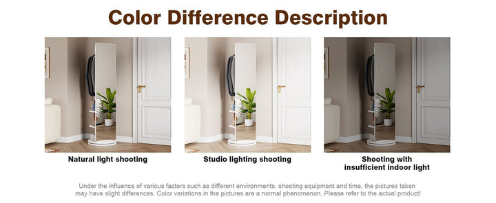 Buy farmhouse furniture Multifunctional Full Length Mirror with Coat Storage Rack - 360° Rotating Design for Bedroom and Closet in Beautiful White Finish - Modern Cottage Farmhouse Furniture