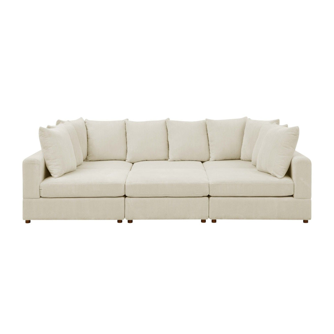 Buy farmhouse furniture The Emma | 6 Piece Farmhouse Off White Modular Corduroy Sectional Sofa Couch - Modern Cottage Farmhouse Furniture