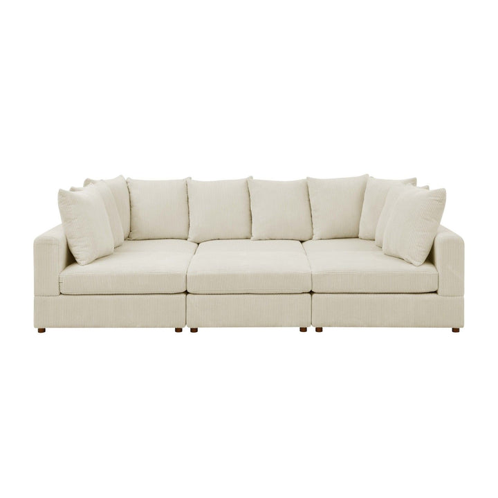 Buy farmhouse furniture The Emma | 6 Piece Farmhouse Off White Modular Corduroy Sectional Sofa Couch - Modern Cottage Farmhouse Furniture