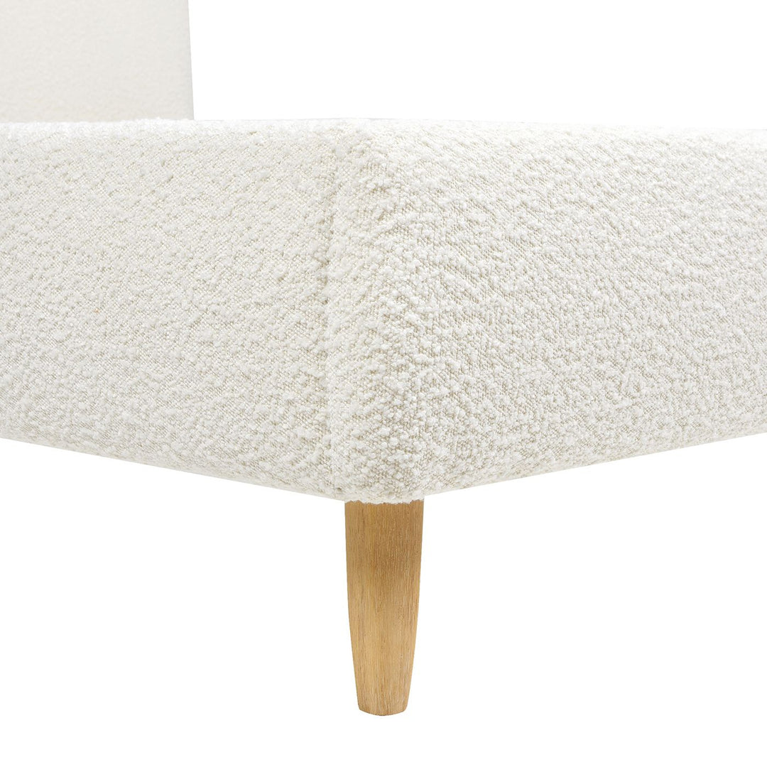 Buy farmhouse furniture Roman Curved Headboard Upholstered Platform Bed, King, Ivory White Boucle - Modern Cottage Farmhouse Furniture