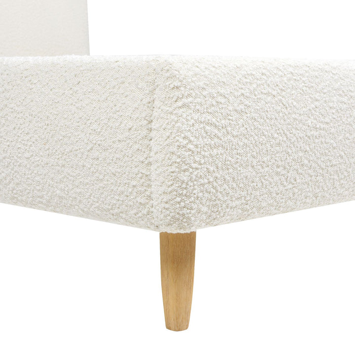 Buy farmhouse furniture Roman Curved Headboard Upholstered Platform Bed, King, Ivory White Boucle - Modern Cottage Farmhouse Furniture