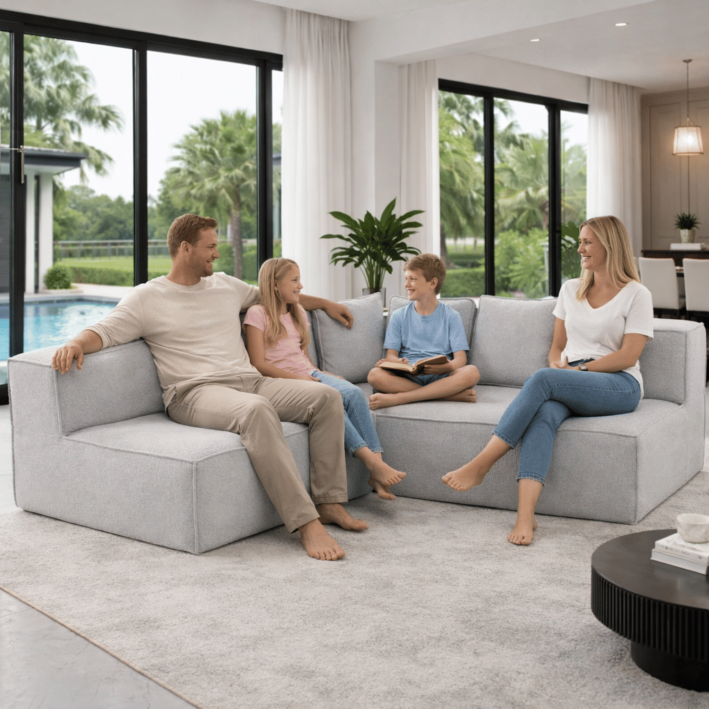 Buy farmhouse furniture The Haven • Extra Large Extra Wide Modular Modern Farmhouse Compressed Sofa - Modern Cottage Farmhouse Furniture