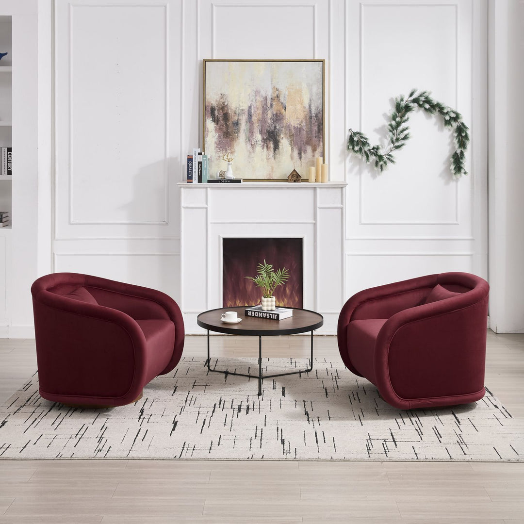 Buy farmhouse furniture Velvet Hearth | Velvet Red Contemporary Accent Chair - Modern Cottage Farmhouse Furniture
