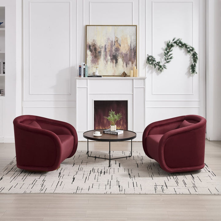 Buy farmhouse furniture Velvet Hearth | Velvet Red Contemporary Accent Chair - Modern Cottage Farmhouse Furniture