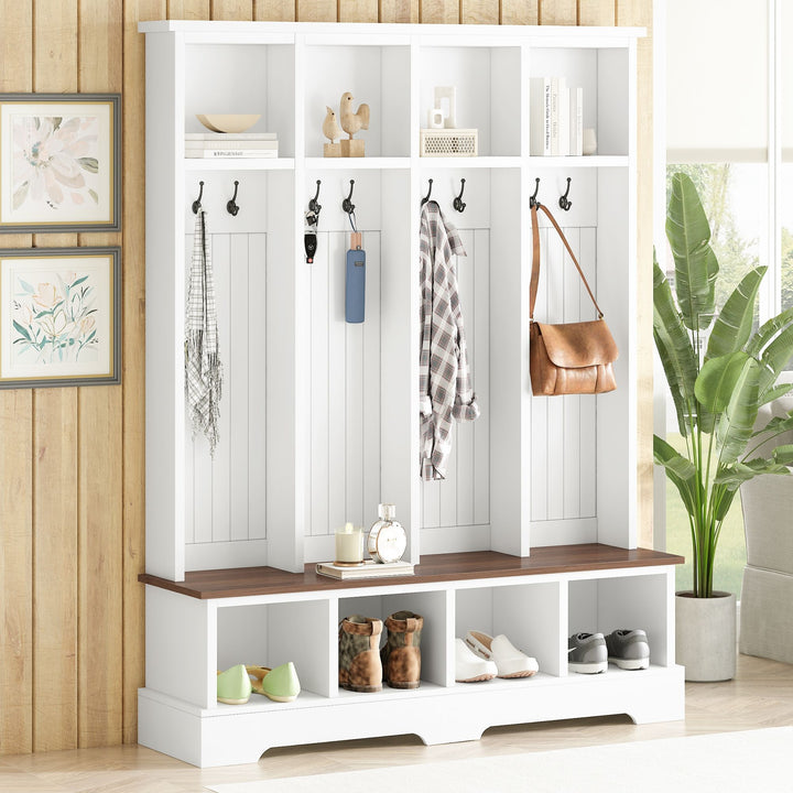 Buy farmhouse furniture Farmhouse Elegant Rustic Mudroom Entrance Entryway Bench - Modern Cottage Farmhouse Furniture
