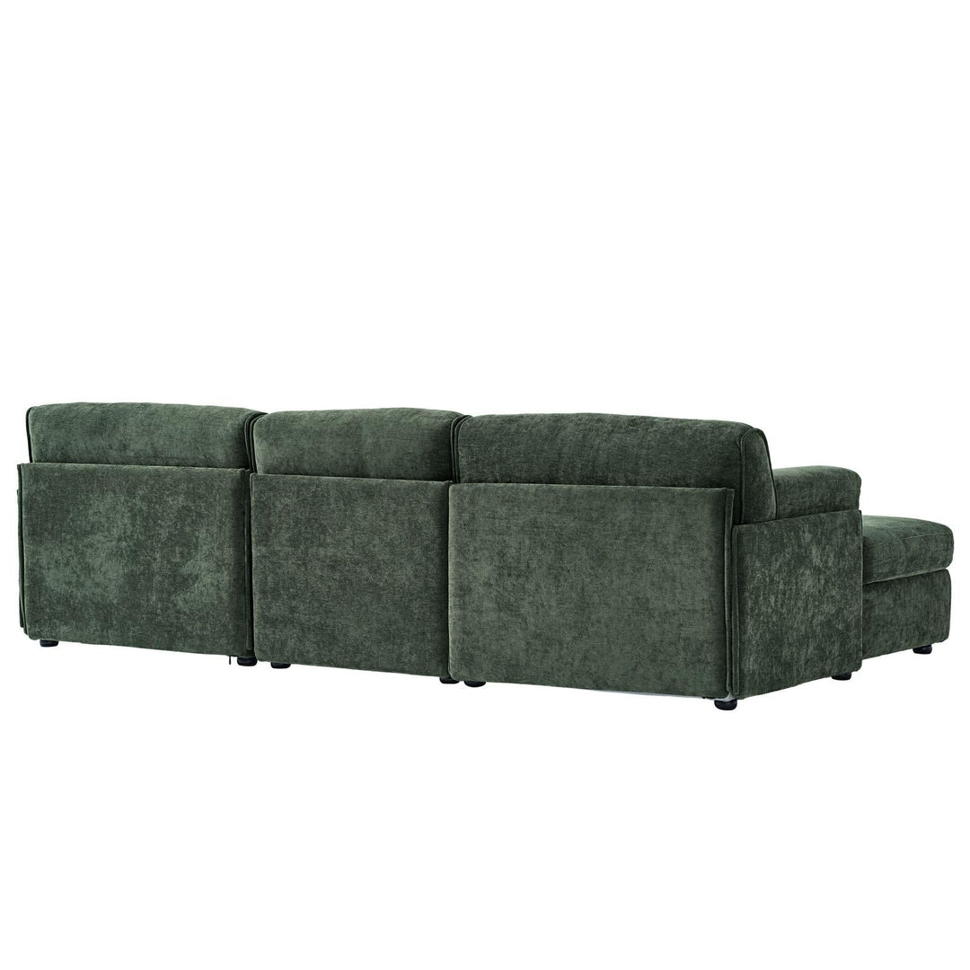 Buy farmhouse furniture Olea Farm | Oversized Green L-Shape 4 Seater Modular Farmhouse Sofa Couch - Modern Cottage Farmhouse Furniture