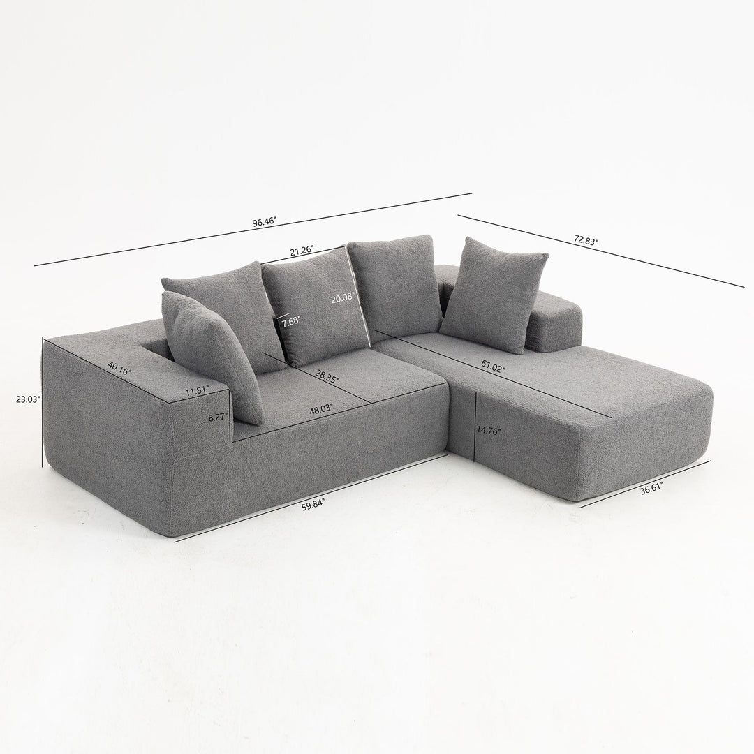 Buy farmhouse furniture Sole Terra | Simple Bouclé Minimalist Apartment Farmhouse Sofa Couch - Modern Cottage Farmhouse Furniture
