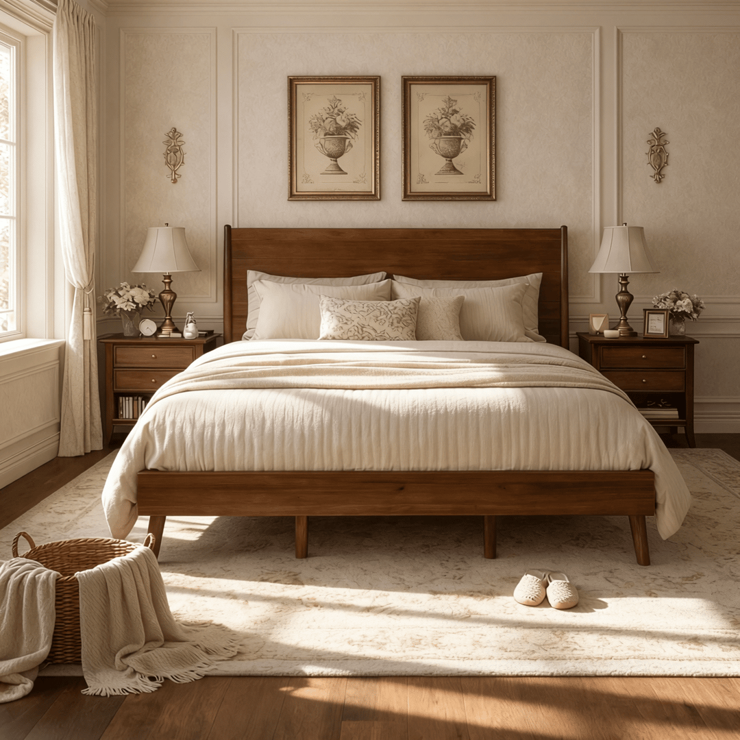 Buy farmhouse furniture King Size Farmhouse Cohron Solid Wood Platform Bed (Cali King) - Modern Cottage Farmhouse Furniture