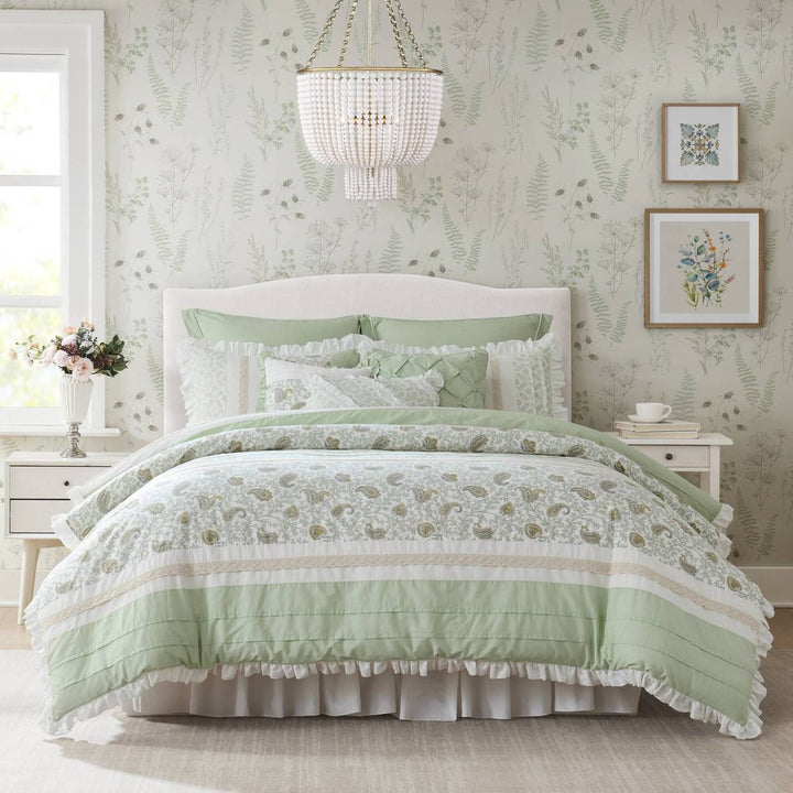 Buy farmhouse furniture 9 Piece Cotton Percale Comforter Set King - Modern Cottage Farmhouse Furniture