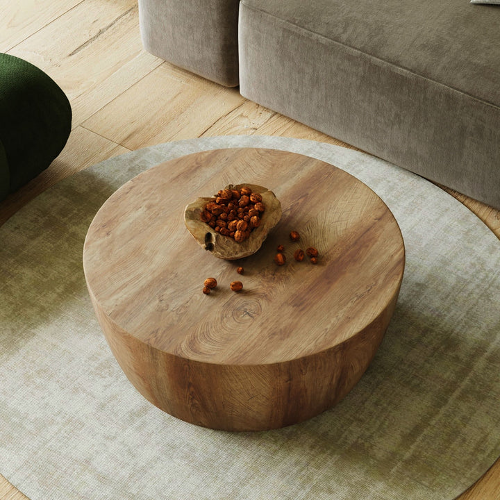 Buy farmhouse furniture White Oak Farm | Modern Farmhouse Wooden Round Coffee table - Modern Cottage Farmhouse Furniture