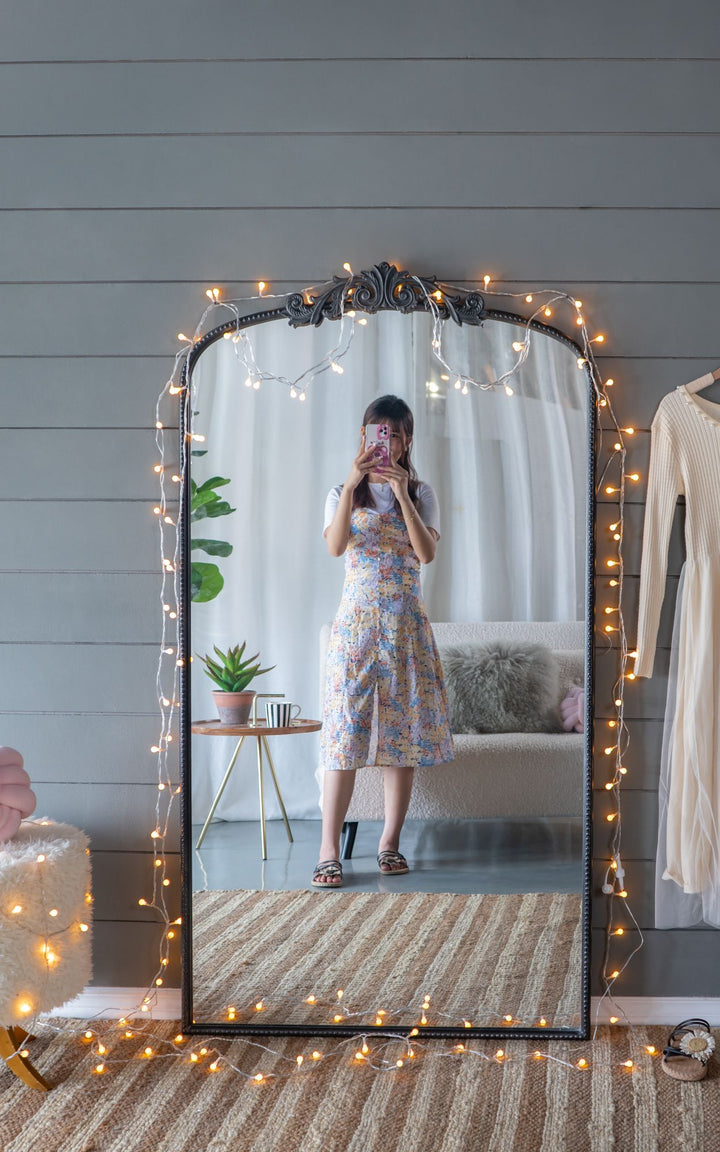Buy farmhouse furniture Les Saules | Elegant Modern Farmhouse Black Contemporary Large Arched Full Length Mirror - Modern Cottage Farmhouse Furniture