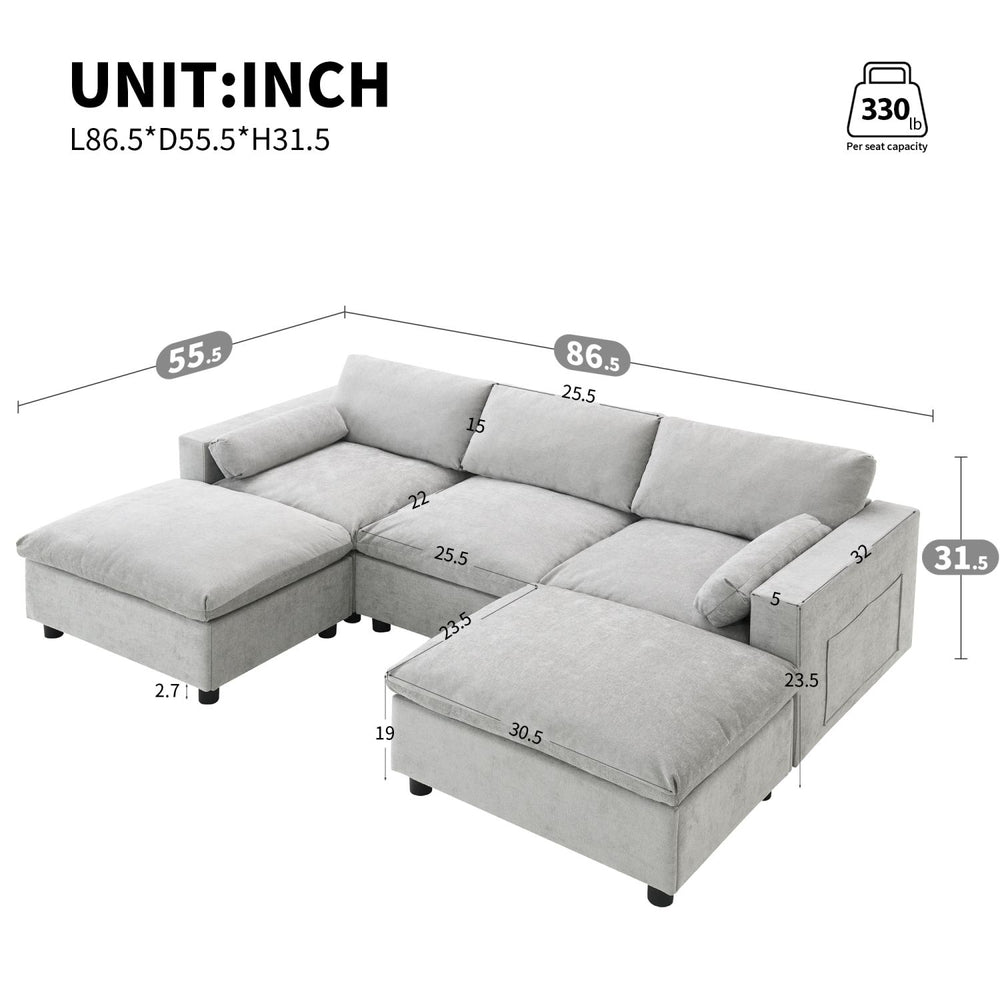 Buy farmhouse furniture Modern Farmhouse Grey Three Seater Sofa Couch - Modern Cottage Farmhouse Furniture