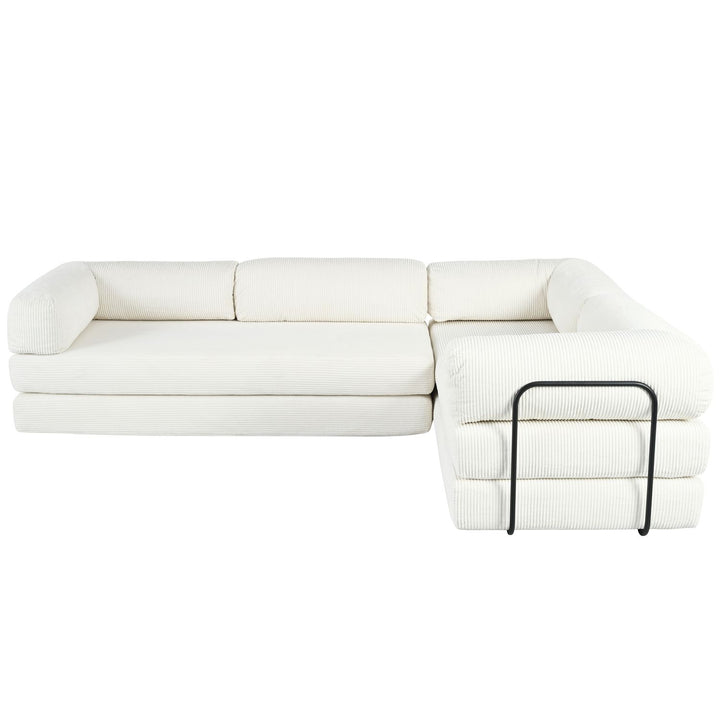 Buy farmhouse furniture Le Marie • White L-Shaped Modular Modern European Farmhouse Style Sofa Bed - Modern Cottage Farmhouse Furniture