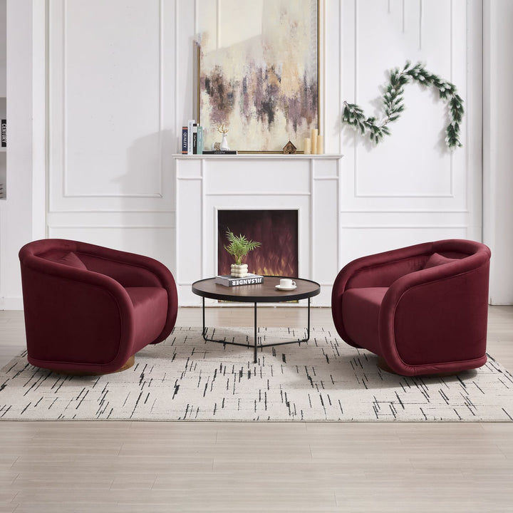 Buy farmhouse furniture Velvet Hearth | Velvet Red Contemporary Accent Chair - Modern Cottage Farmhouse Furniture