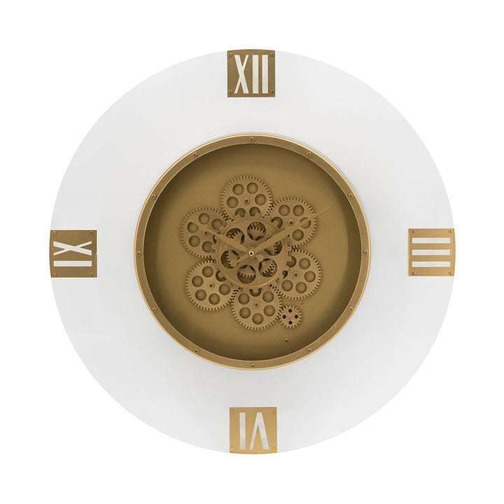 Buy farmhouse furniture 23.5" Wall Clock Round Moving Gear Roman Numeral - Modern Cottage Farmhouse Furniture