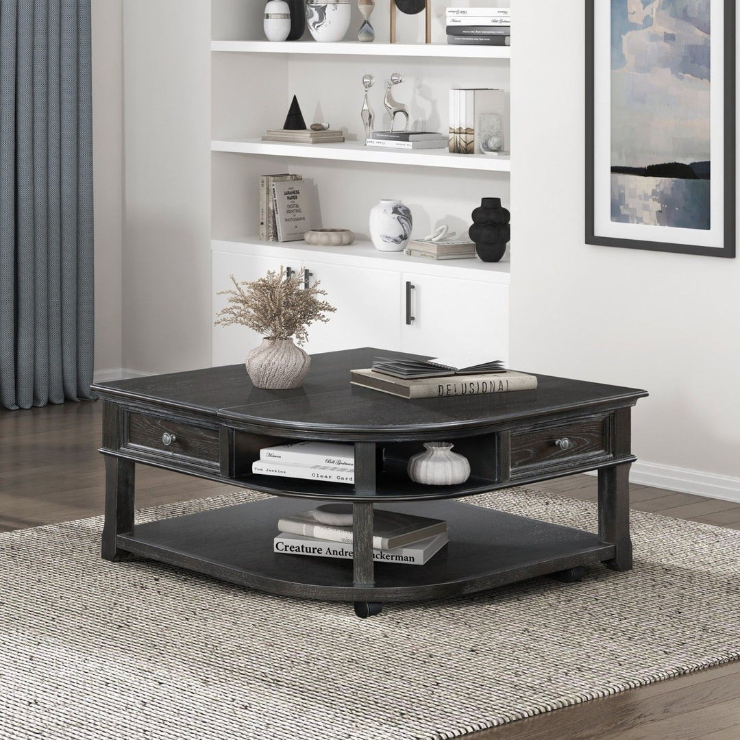 Buy farmhouse furniture Iron Oak Farm | Large Gray Modern Farmhouse Shelved Coffee Table - Modern Cottage Farmhouse Furniture