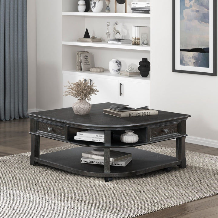 Buy farmhouse furniture Iron Oak Farm | Large Gray Modern Farmhouse Shelved Coffee Table - Modern Cottage Farmhouse Furniture