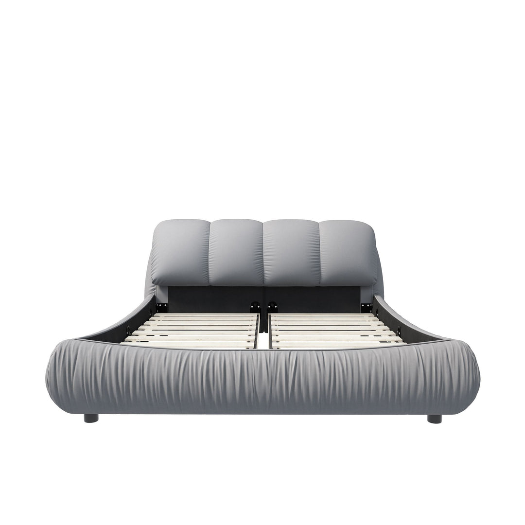 Buy farmhouse furniture King Size Luxury Upholstered Platform Bed with Oversized Padded Backrest and Solid Wood Frame,suitable for Multiple heights of mattresses,Grey(Old Sku:W1885S00007) - Modern Cottage Farmhouse Furniture