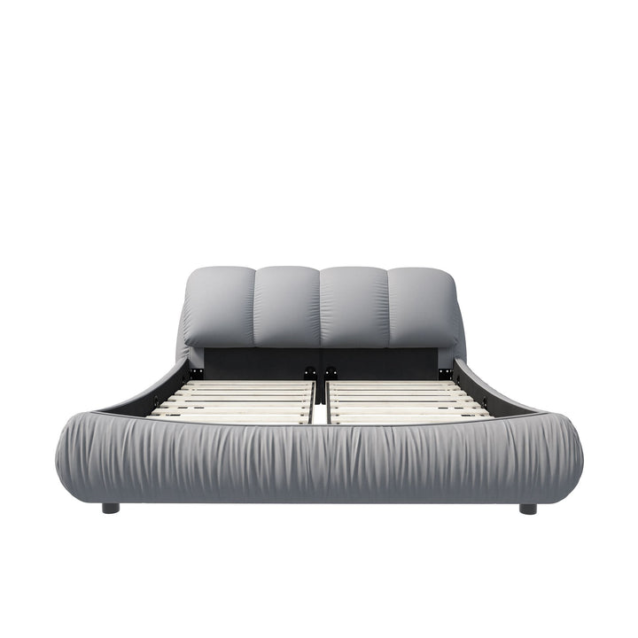 Buy farmhouse furniture King Size Luxury Upholstered Platform Bed with Oversized Padded Backrest and Solid Wood Frame,suitable for Multiple heights of mattresses,Grey(Old Sku:W1885S00007) - Modern Cottage Farmhouse Furniture