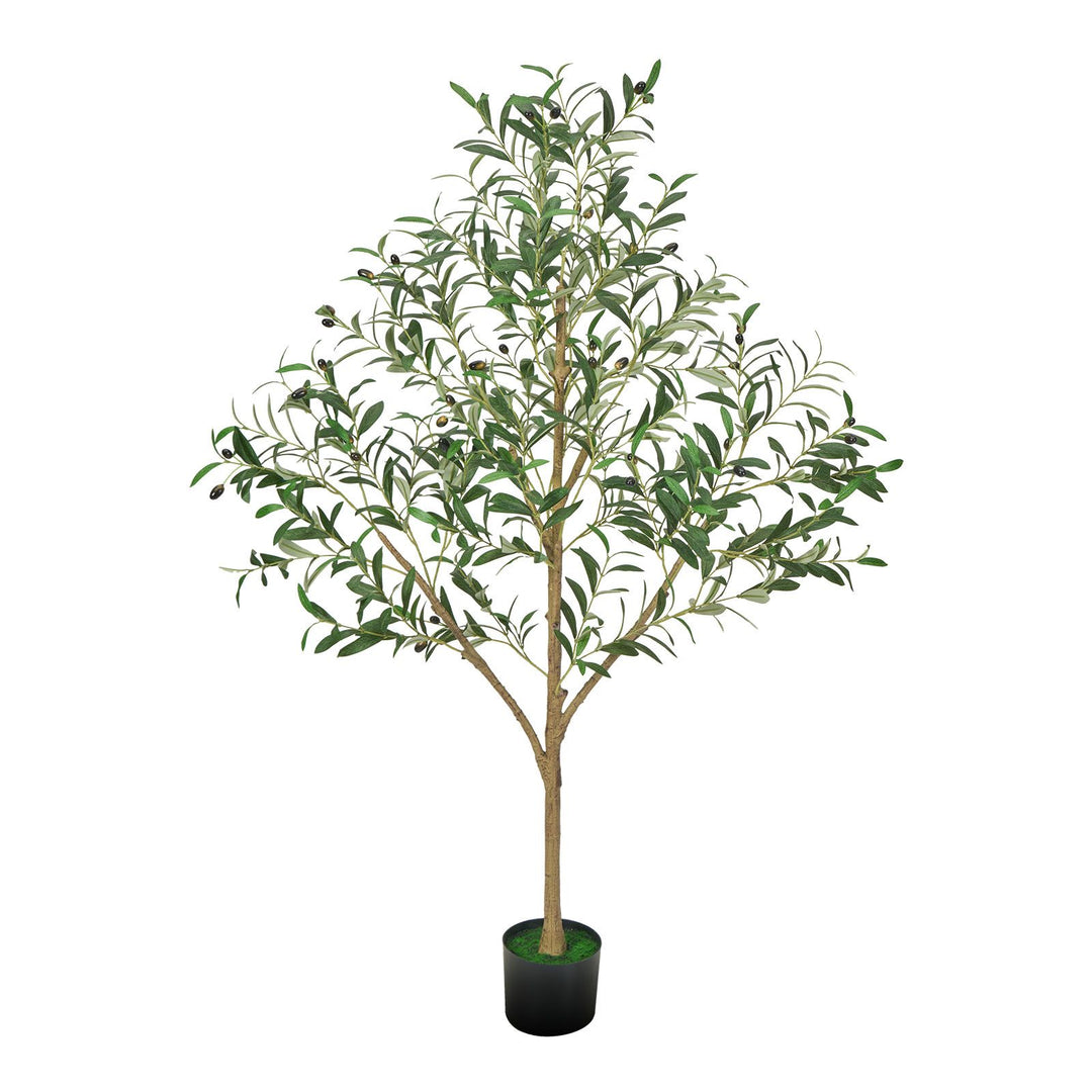 Buy farmhouse furniture 5FT Artificial Olive Tree with Black Pot, Tall Fake Tree with Natural Wood Trunk & Realistic Green Leaves and Fruits, Indoor Faux Plant for Home, Office, Living Room, Corner Decor - Modern Cottage Farmhouse Furniture