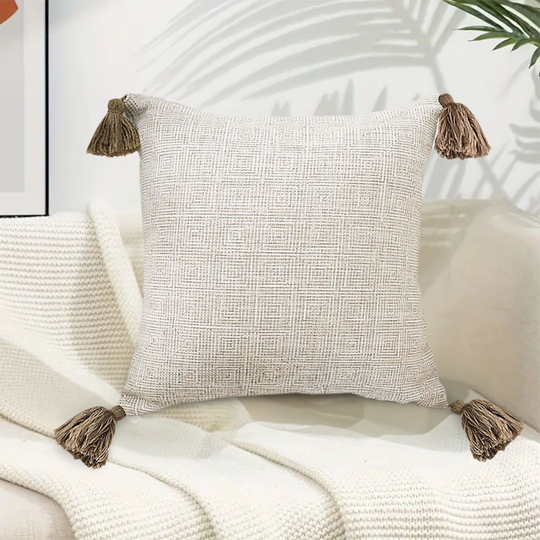 Buy farmhouse furniture Beige & Cream Rib Knit Cottage Farmhouse Textured Cotton Pillow Case - Modern Cottage Farmhouse Furniture