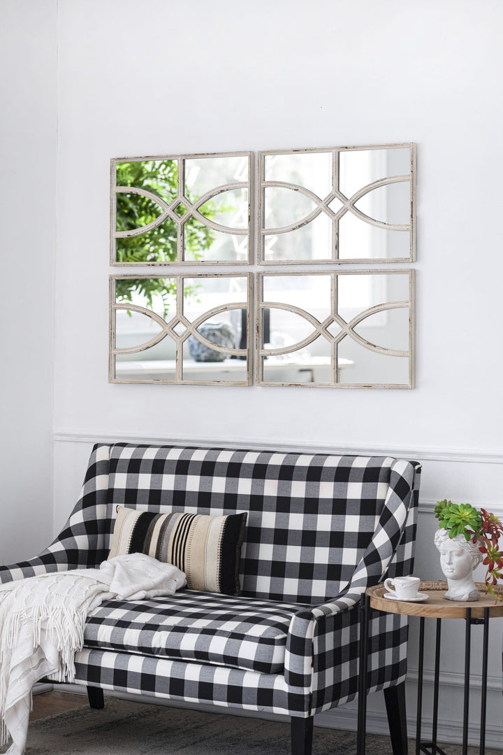 Buy farmhouse furniture Pair of Distressed White Farmhouse Cottage Wooden Wall Mirrors - Modern Cottage Farmhouse Furniture