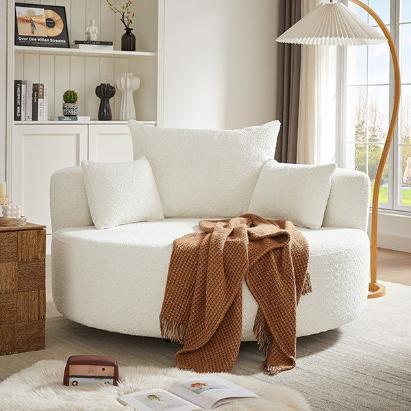 Buy farmhouse furniture Pearl Cottage | Modern White Contemporary Swivel Circle Circular Sofa Accent Chair - Modern Cottage Farmhouse Furniture