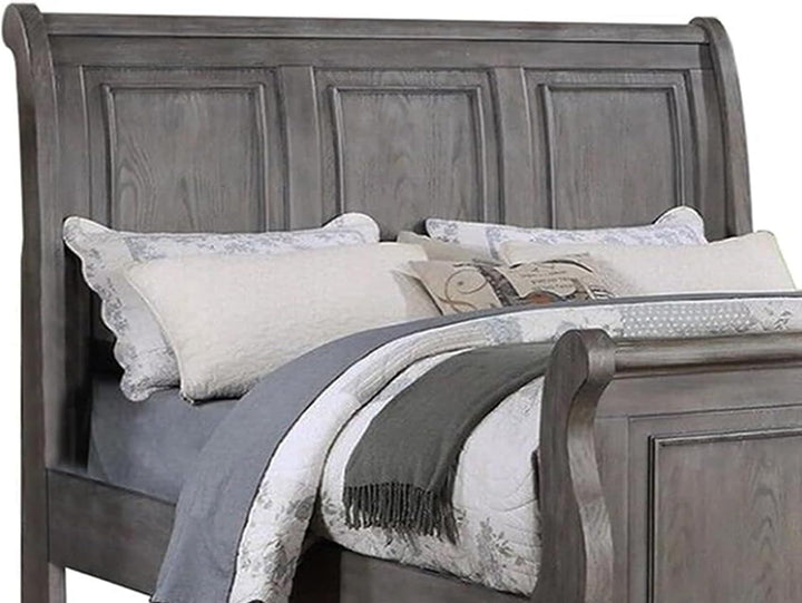 Buy farmhouse furniture Weathered Oak Farm | Grey Oak California King Size Farmhouse Bed - Modern Cottage Farmhouse Furniture