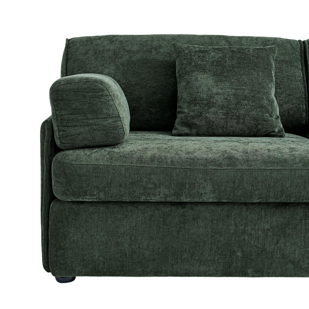 Buy farmhouse furniture Olea Farm | Oversized Green L-Shape 4 Seater Modular Farmhouse Sofa Couch - Modern Cottage Farmhouse Furniture