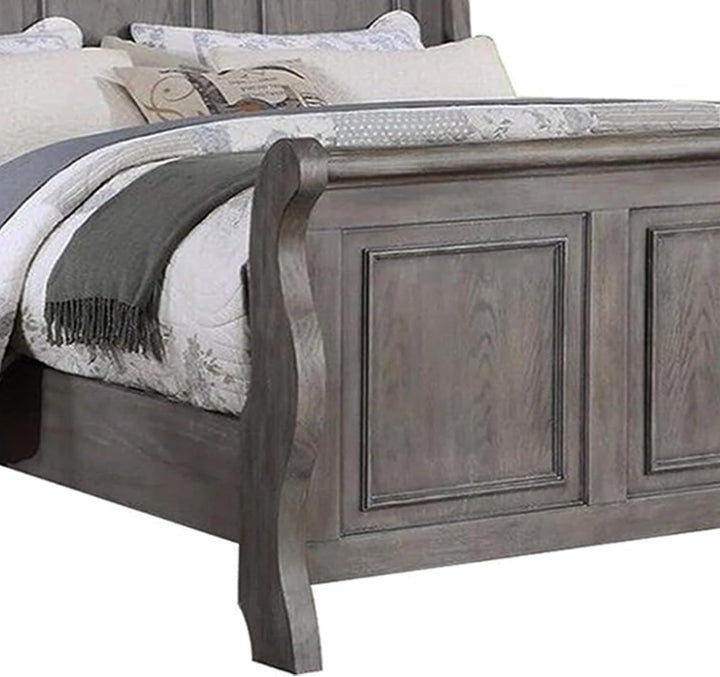 Buy farmhouse furniture Weathered Oak Farm | Grey Oak California King Size Farmhouse Bed - Modern Cottage Farmhouse Furniture