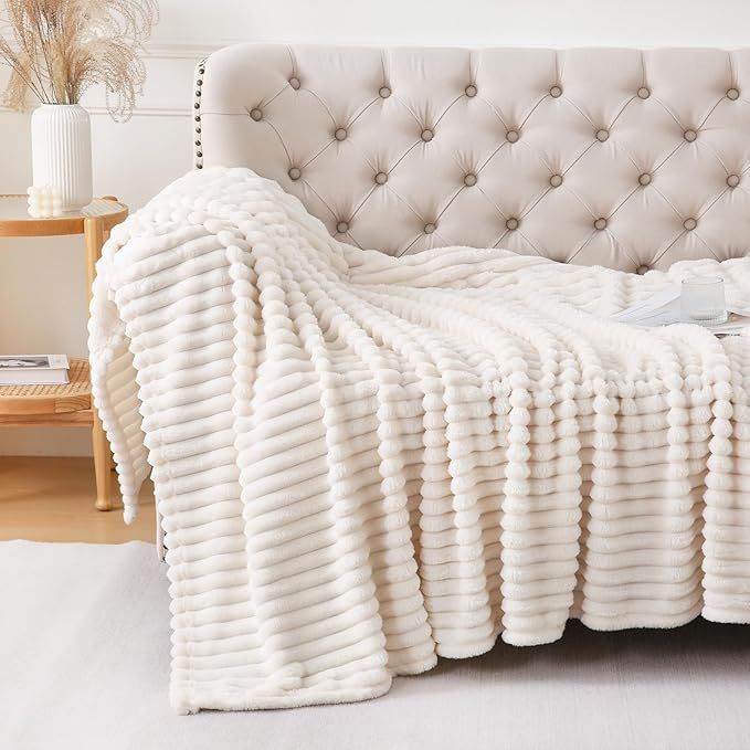 Buy farmhouse furniture The Willow Creek Cream Farmhouse Cottage Throw Blanket for 50x60 inches - Modern Cottage Farmhouse Furniture