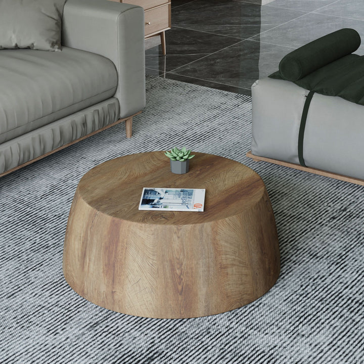 Buy farmhouse furniture White Oak Farm | Modern Farmhouse Wooden Round Coffee table - Modern Cottage Farmhouse Furniture