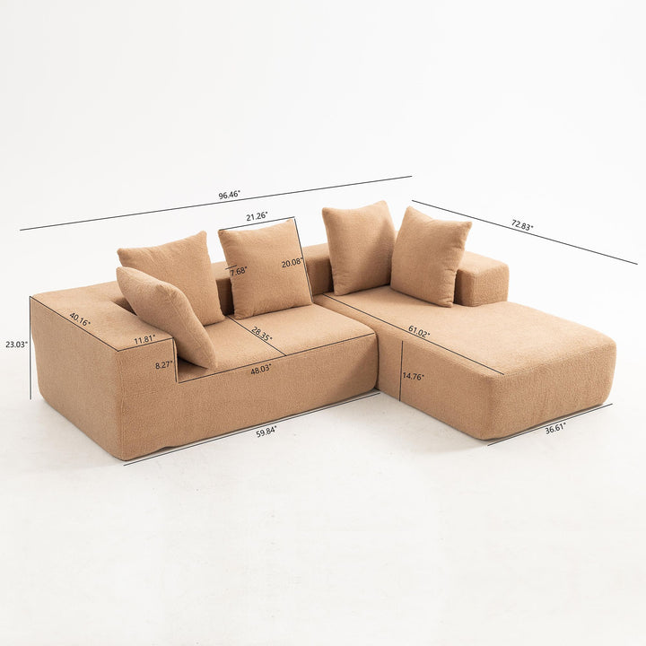 Buy farmhouse furniture Sole Terra | Simple Bouclé Minimalist Apartment Farmhouse Sofa Couch - Modern Cottage Farmhouse Furniture