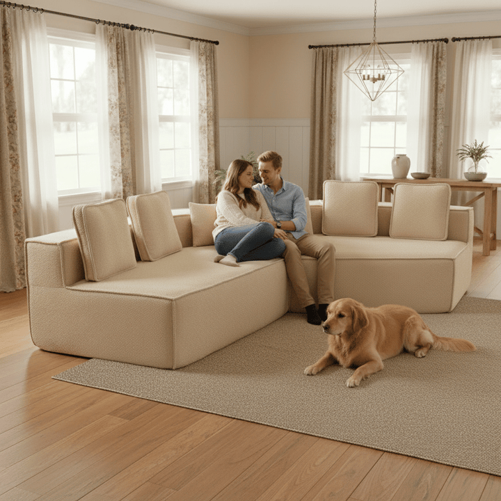 Buy farmhouse furniture The Haven • Extra Large Extra Wide Modular Modern Farmhouse Compressed Sofa - Modern Cottage Farmhouse Furniture