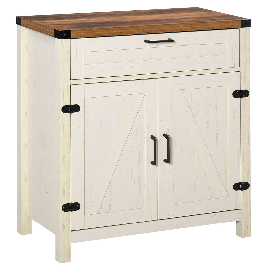 Buy farmhouse furniture Farmhouse Style White Wooden Sideboard Kitchen Buffet Cabinet with Drawer and Shelf - Modern Cottage Farmhouse Furniture