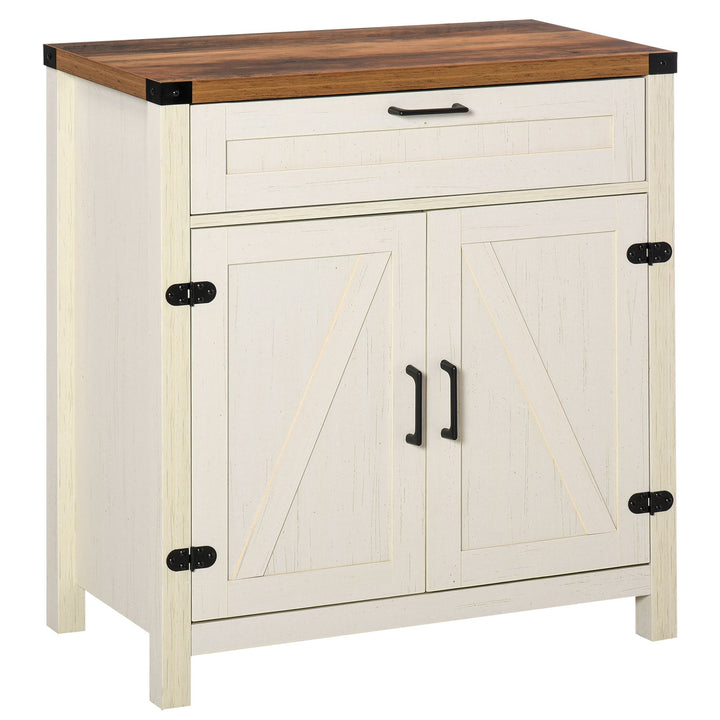 Buy farmhouse furniture Farmhouse Style White Wooden Sideboard Kitchen Buffet Cabinet with Drawer and Shelf - Modern Cottage Farmhouse Furniture