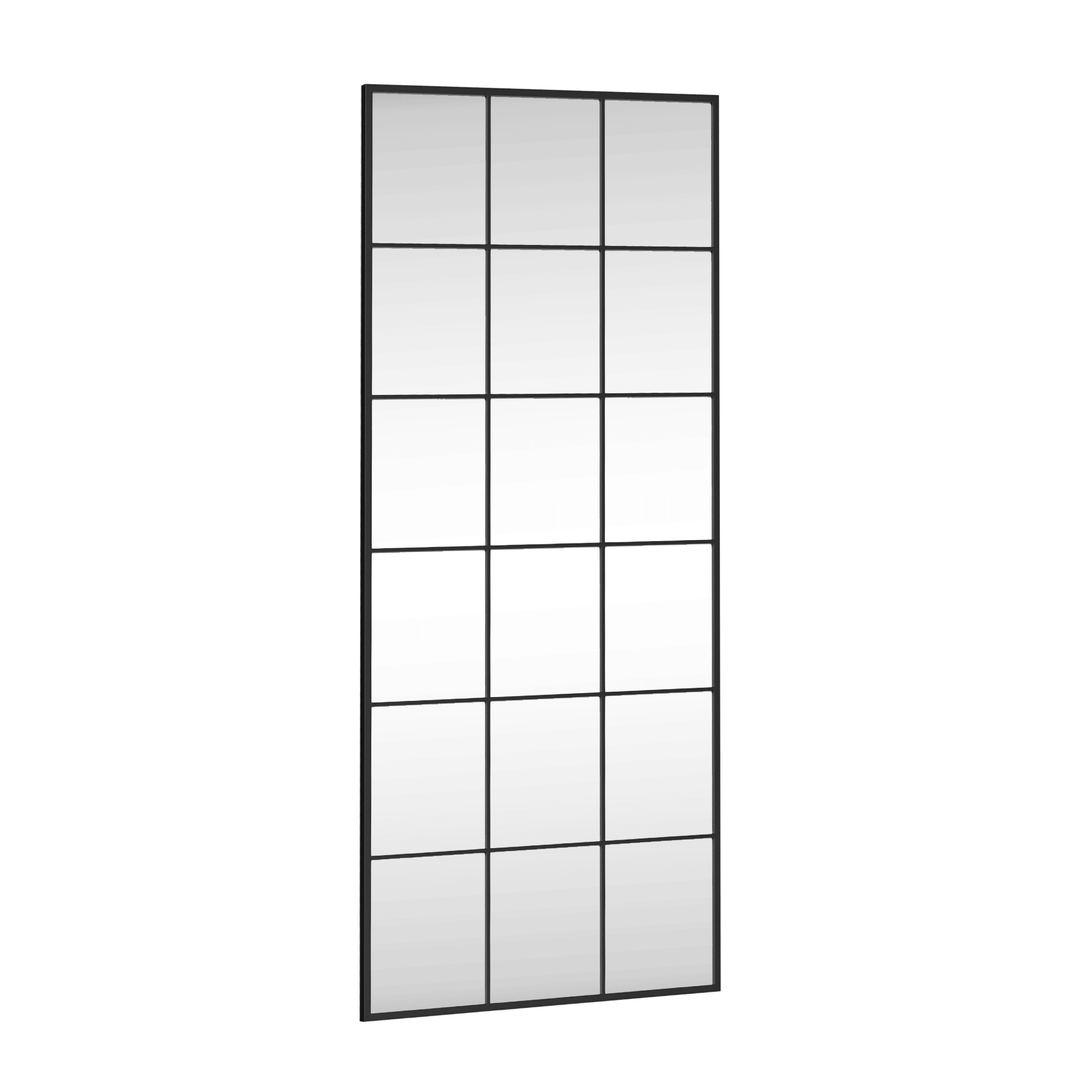 Buy farmhouse furniture Modern Black Iron Grid Full-Length Rectangular Mirror – Stylish Hanging or Leaning Design for Living Room and Bedroom Decor - Modern Cottage Farmhouse Furniture
