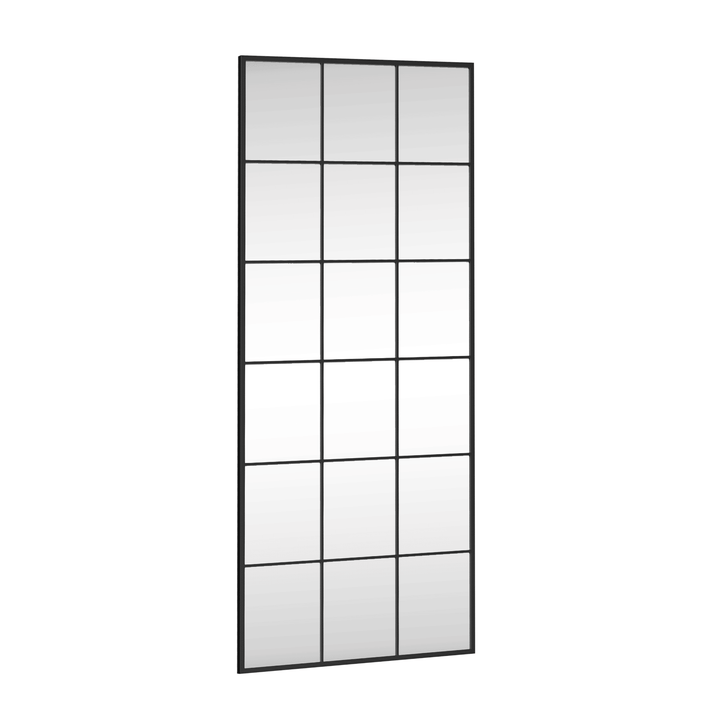 Buy farmhouse furniture Modern Black Iron Grid Full-Length Rectangular Mirror – Stylish Hanging or Leaning Design for Living Room and Bedroom Decor - Modern Cottage Farmhouse Furniture