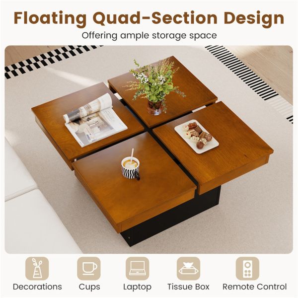 Buy farmhouse furniture Birch Wood Farm | Modern Farmhouse Luxury Square Floating Coffee - Modern Cottage Farmhouse Furniture