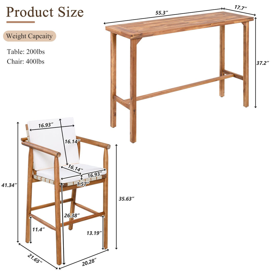 Buy farmhouse furniture 3 Piece Outdoor Modern Farmhouse Patio Bar Set - Modern Cottage Farmhouse Furniture
