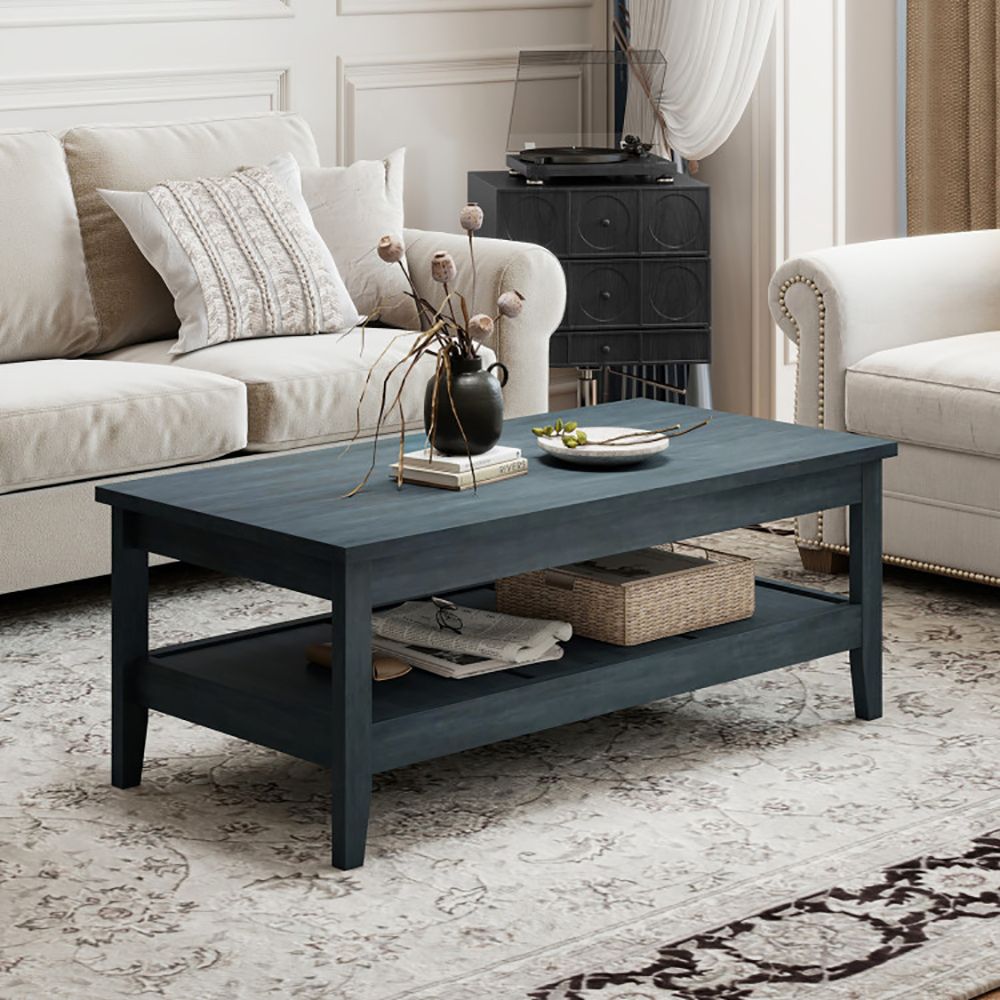 Buy farmhouse furniture Farmhouse Coffee Table Rustic Cocktail Center Table with Thickened Tabletop - Modern Cottage Farmhouse Furniture