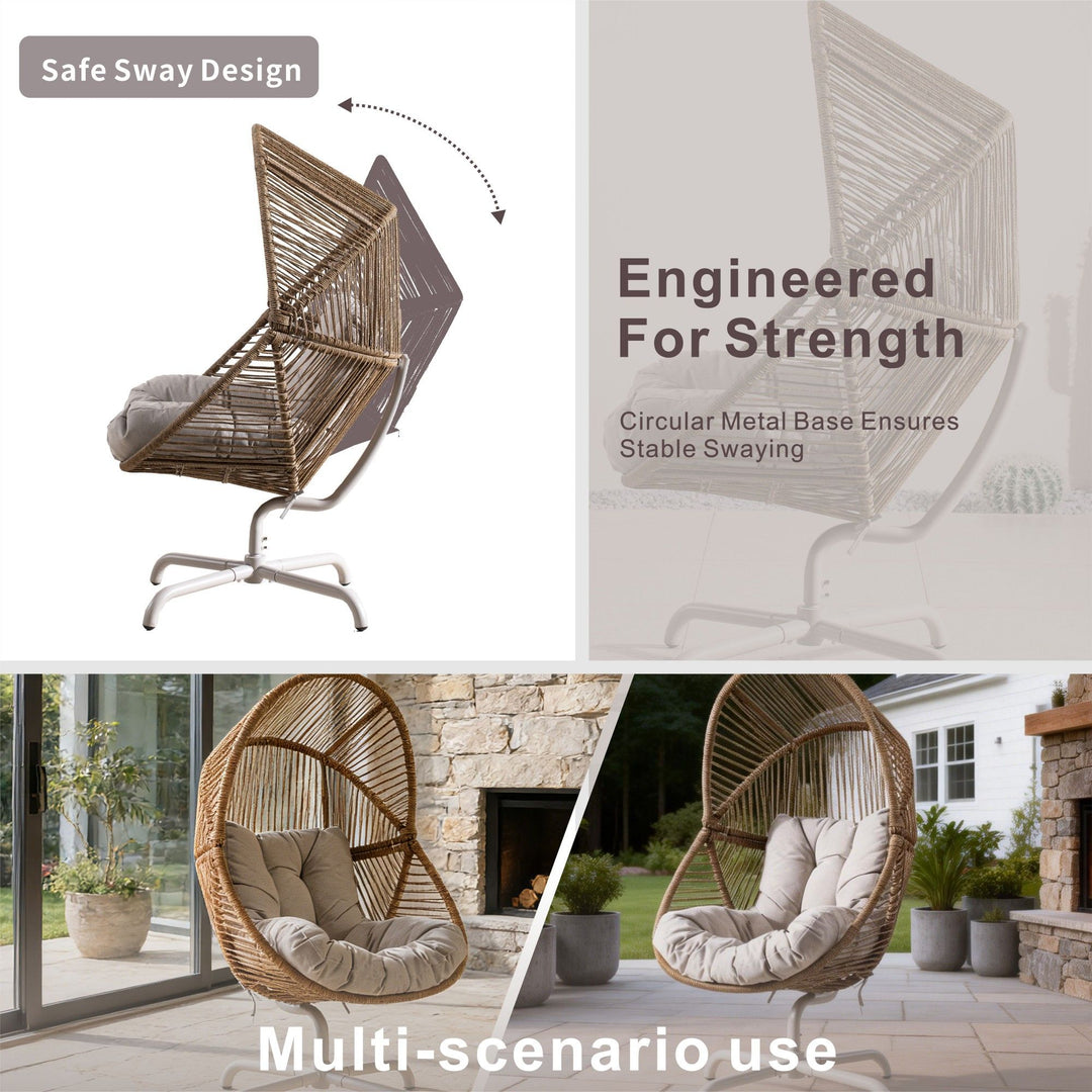 Buy farmhouse furniture Ecru Homestead | Brown Farmhouse Wicker Egg Rocking Contemporary Accent Chair - Modern Cottage Farmhouse Furniture