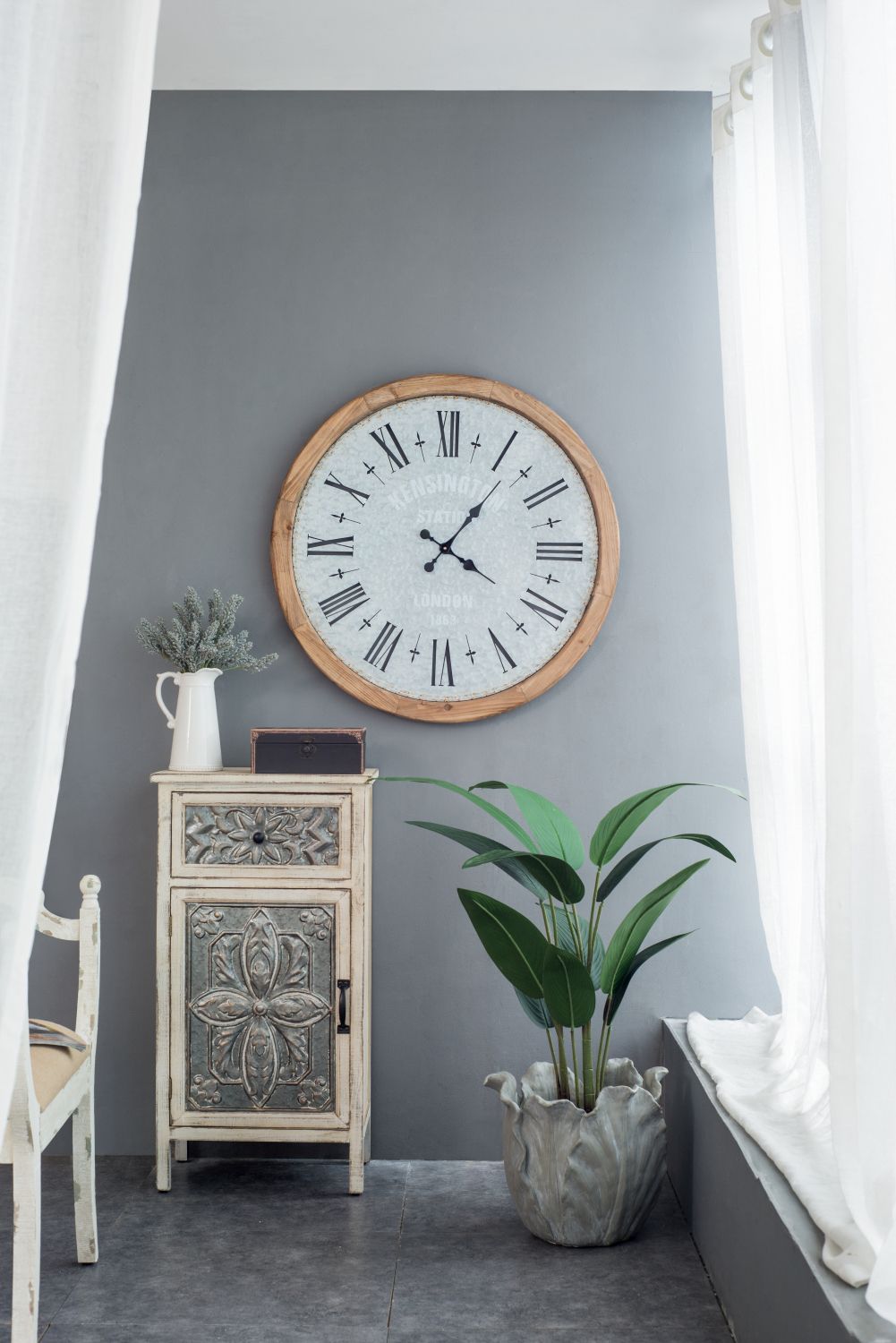Buy farmhouse furniture 33 inch Farmhouse Grant Oversized Wall Clock with Fir Wood Frame - Modern Cottage Farmhouse Furniture