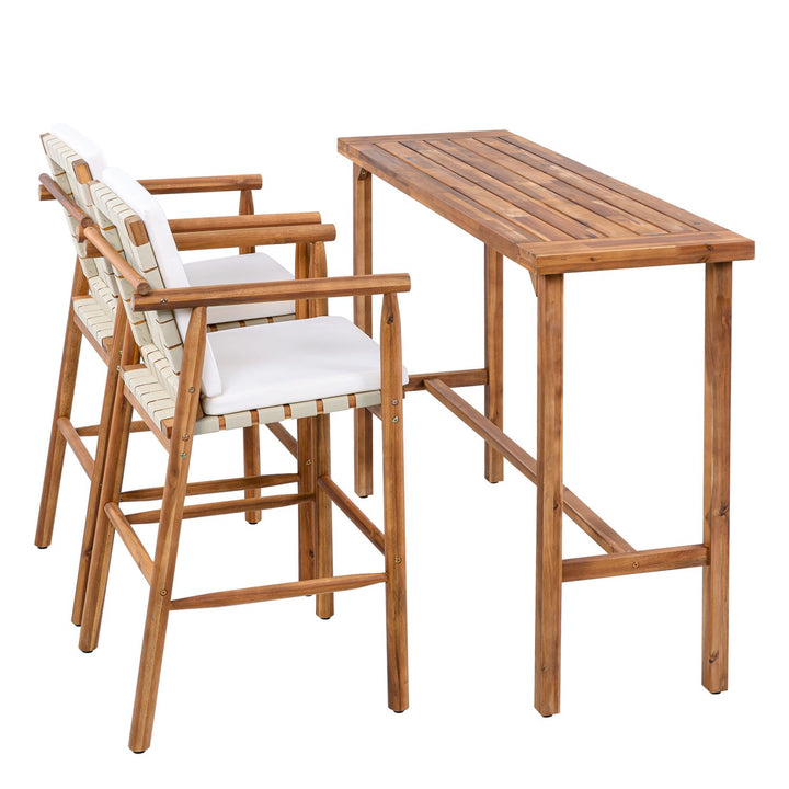 Buy farmhouse furniture 3 Piece Outdoor Modern Farmhouse Patio Bar Set - Modern Cottage Farmhouse Furniture