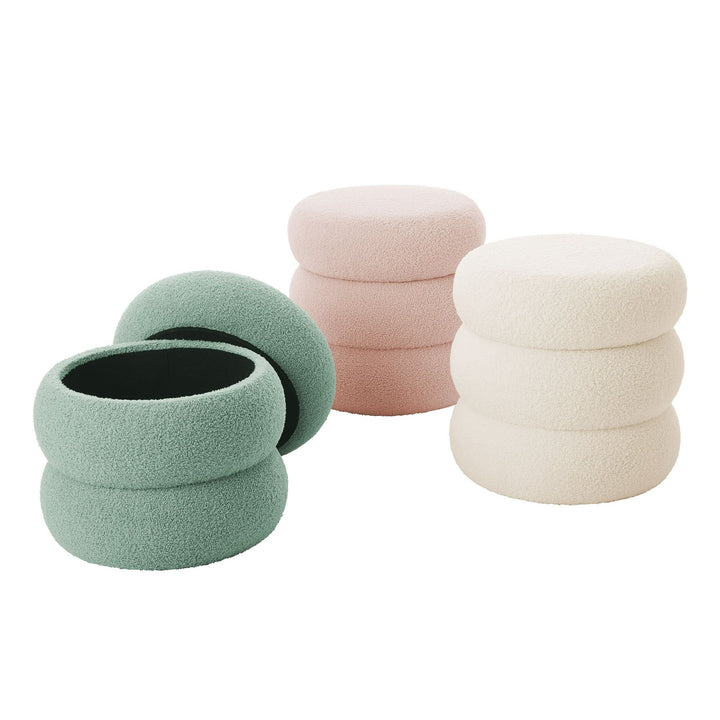 Buy farmhouse furniture Boucle Cloud Storage Ottoman, Sage - Modern Cottage Farmhouse Furniture