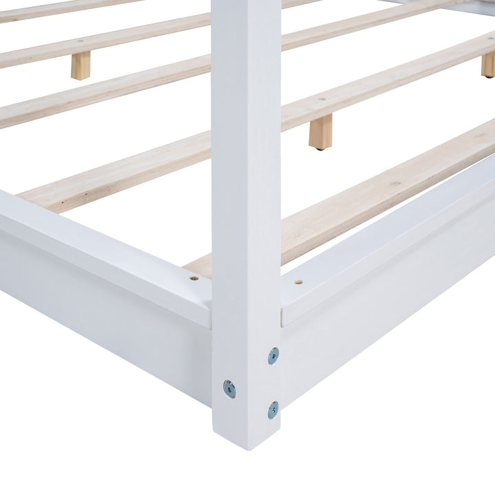 Buy farmhouse furniture King Size Canopy Platform Bed with Support Legs,White - Modern Cottage Farmhouse Furniture