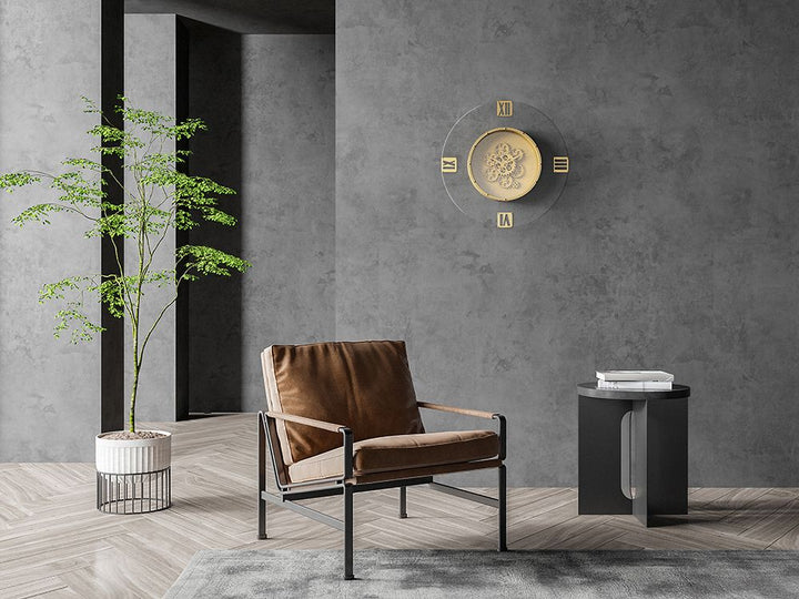 Buy farmhouse furniture 23.5" Wall Clock Round Moving Gear Roman Numeral - Modern Cottage Farmhouse Furniture