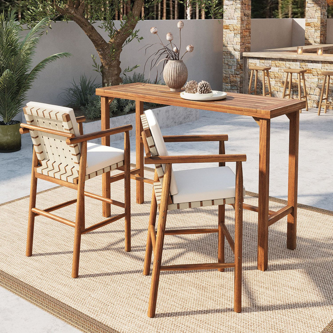 Buy farmhouse furniture 3 Piece Outdoor Modern Farmhouse Patio Bar Set - Modern Cottage Farmhouse Furniture
